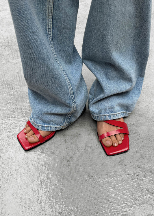 Orielle Rift Red Leather Sandals-image