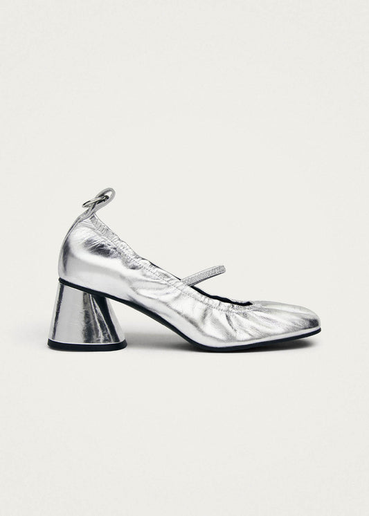 Rhiane Shimmer Silver Leather Pumps-image