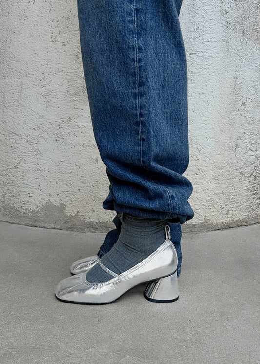 Rhiane Shimmer Silver Leather Pumps-image