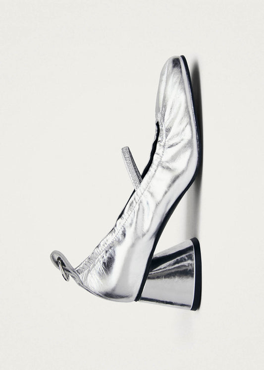 Rhiane Shimmer Silver Leather Pumps-image