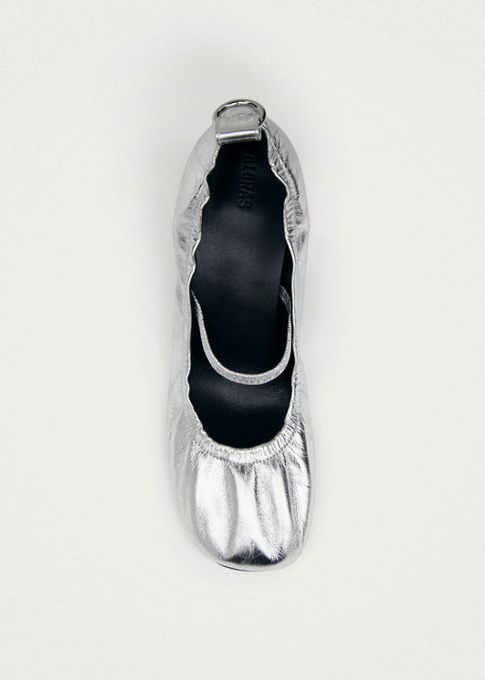 Rhiane Shimmer Silver Leather Pumps-image