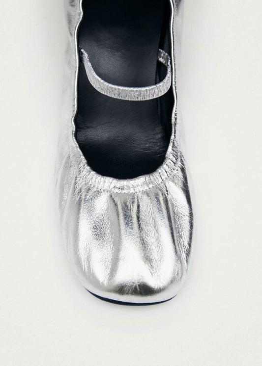 Rhiane Shimmer Silver Leather Pumps-image