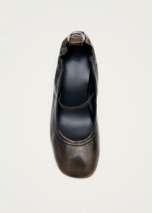 Rhiane Vintage Effect Brown Leather Pumps-image