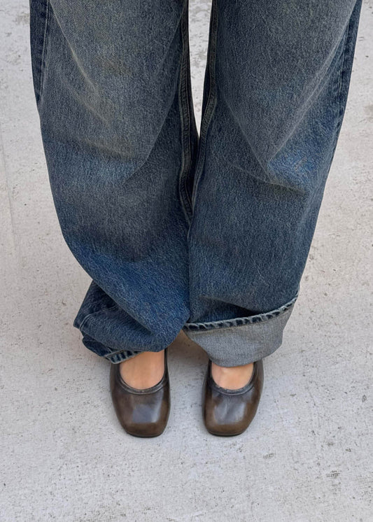 Rhiane Vintage Effect Brown Leather Pumps-image