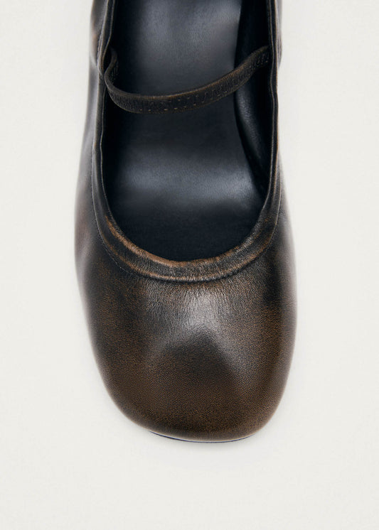 Rhiane Vintage Effect Brown Leather Pumps-image