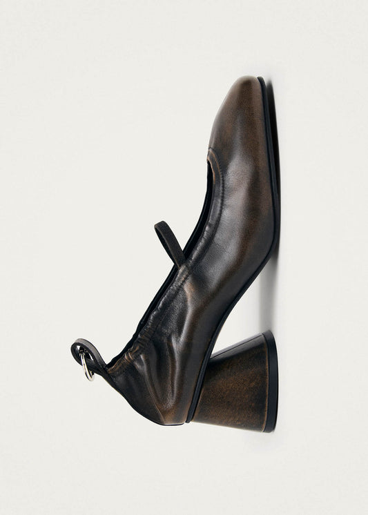 Rhiane Vintage Effect Brown Leather Pumps-image