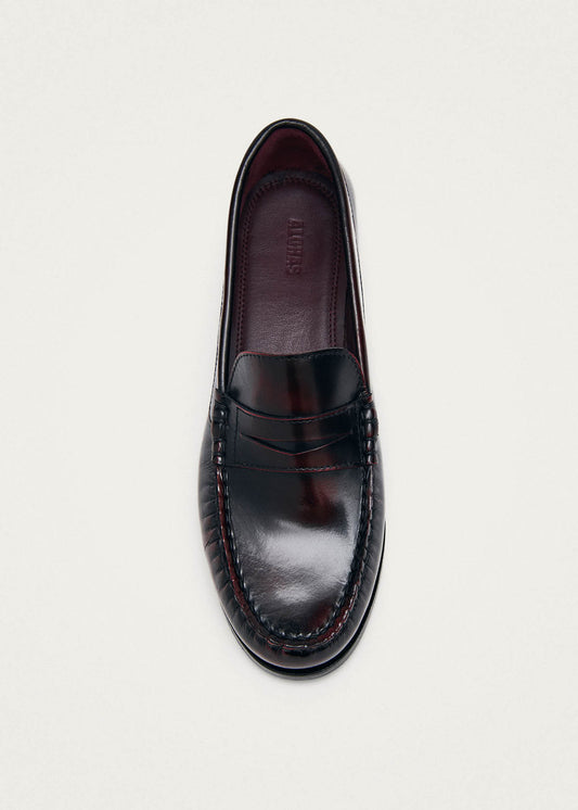 Rivet Mocasines de cuero efecto vintage color burdeos-image