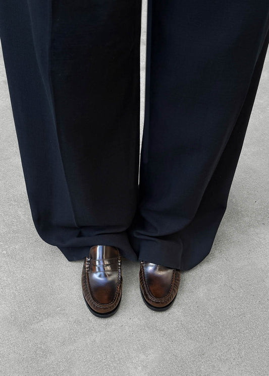 Rivet Mocassins en cuir marron café effet vintage-image