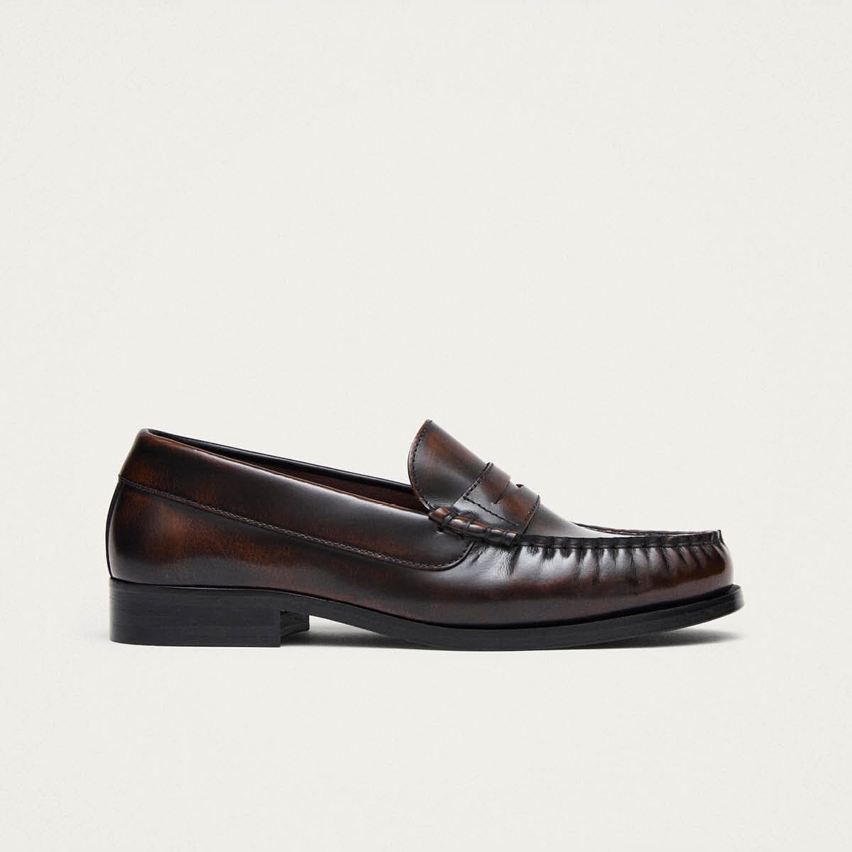 Rivet Brushed Coffee Brown Leather Loafers Loafers ALOHAS