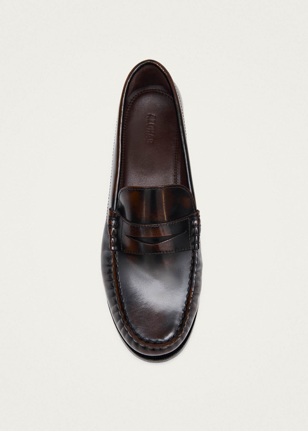 Rivet Brushed Coffee Brown Leather Loafers Loafers ALOHAS