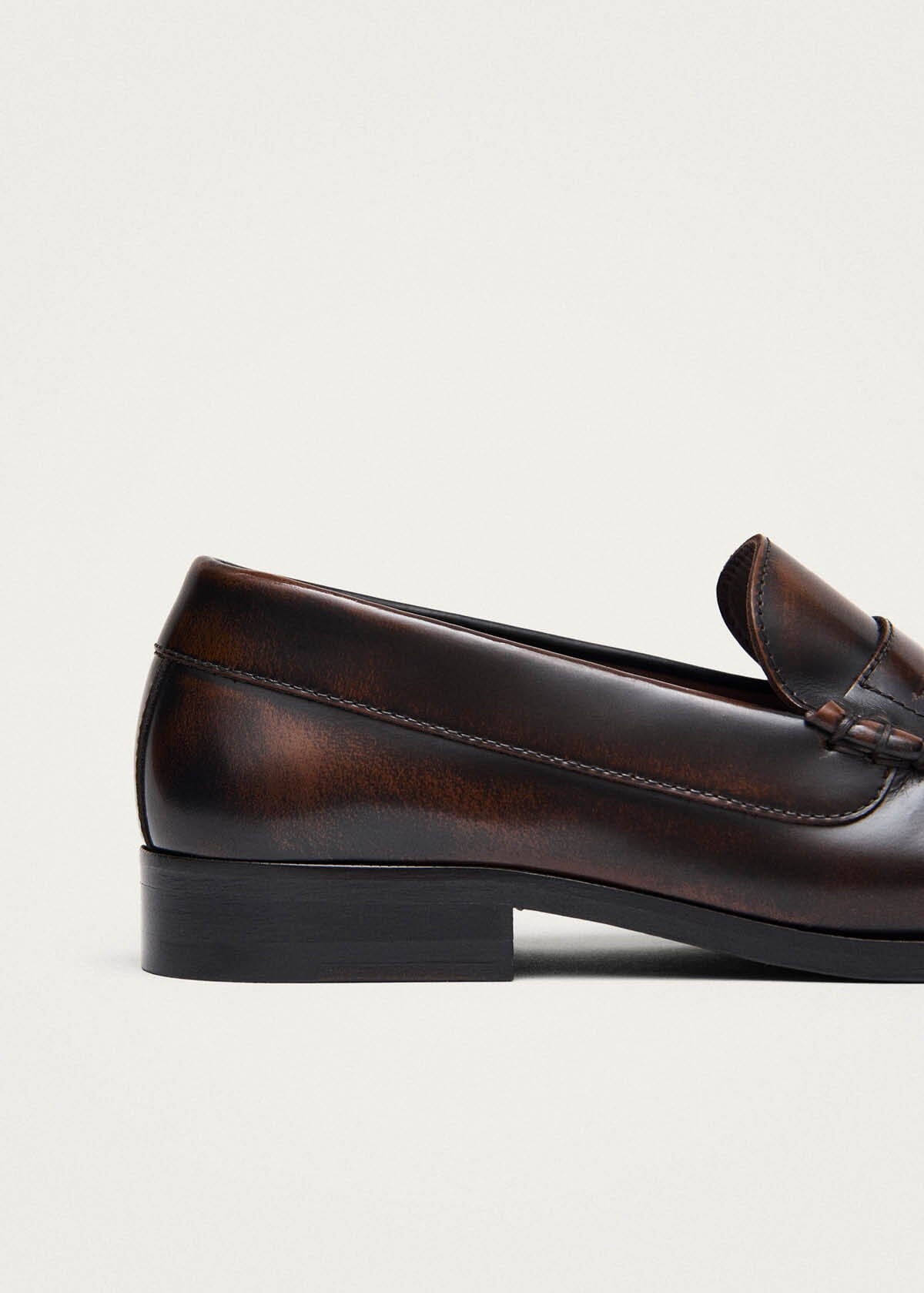 Rivet Brushed Coffee Brown Leather Loafers | ALOHAS