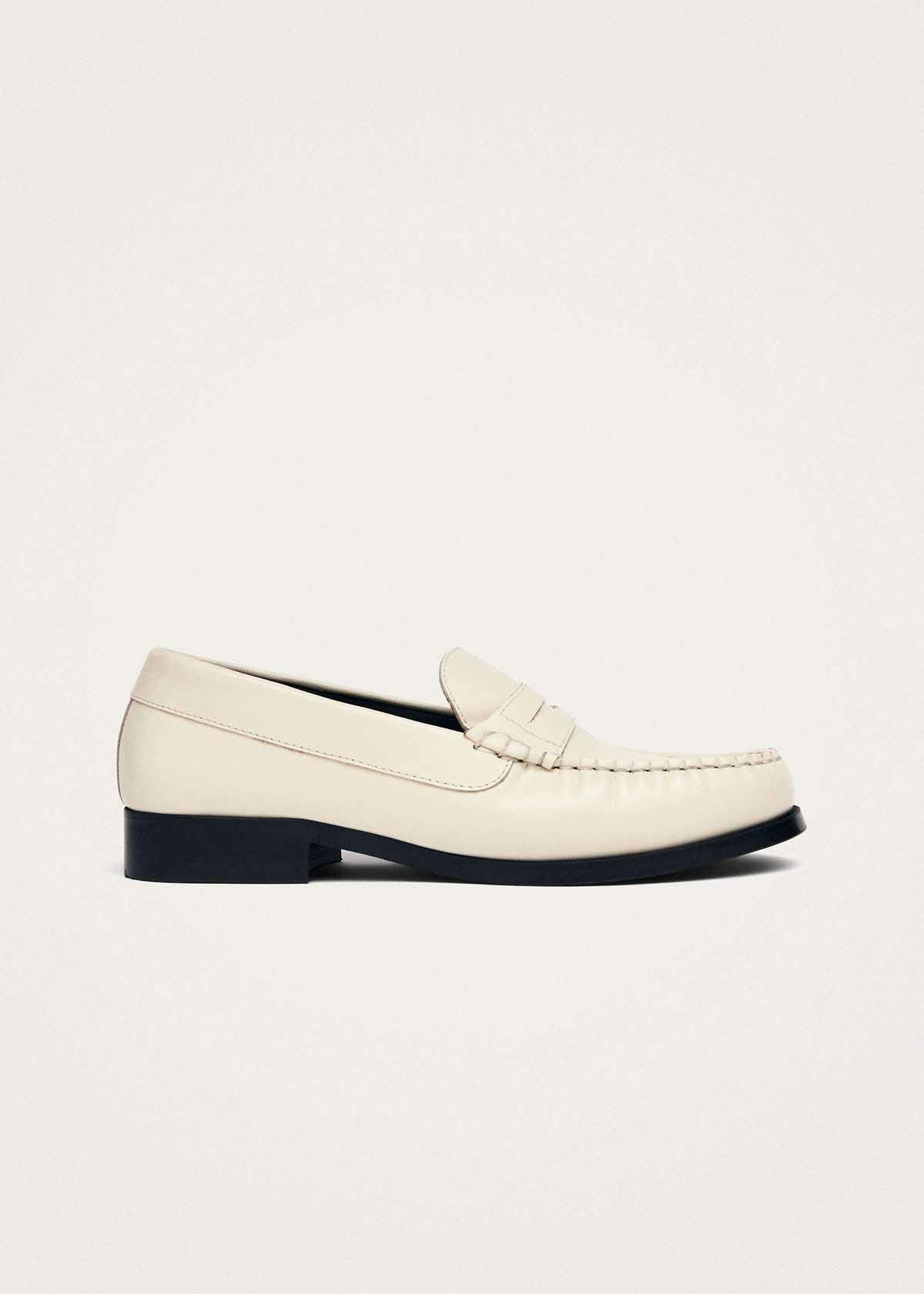 Rivet Cream Leather Loafers