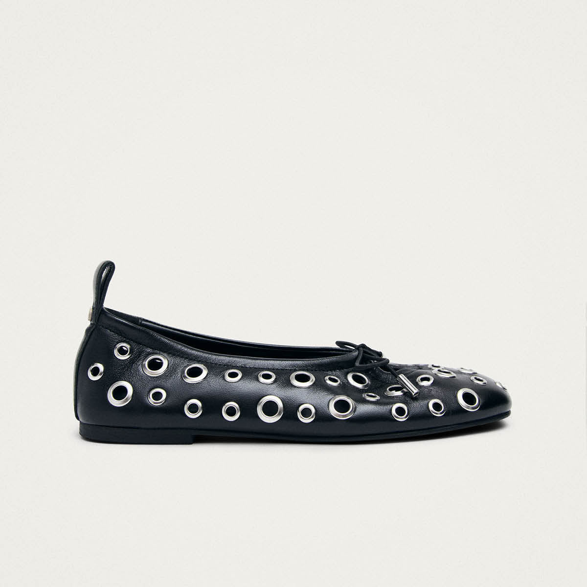 Rosalind All Eyelets Black Leather Ballet Flats