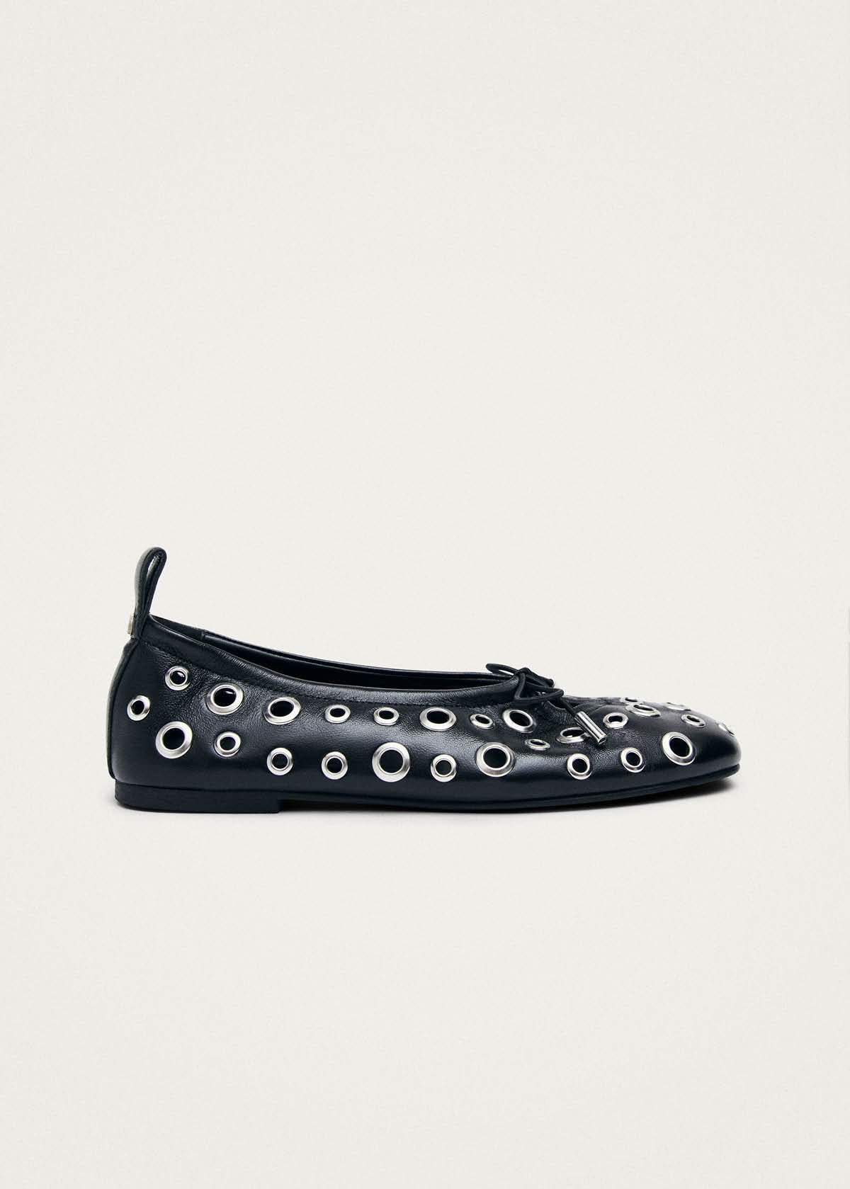 Rosalind All Eyelets Black Leather Ballet Flats