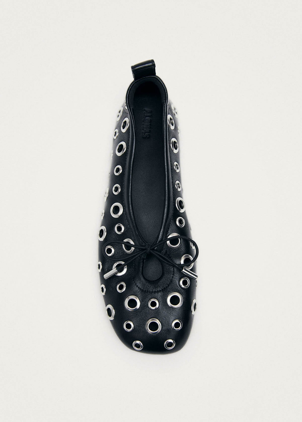 Rosalind All Eyelets Black Leather Ballet Flats