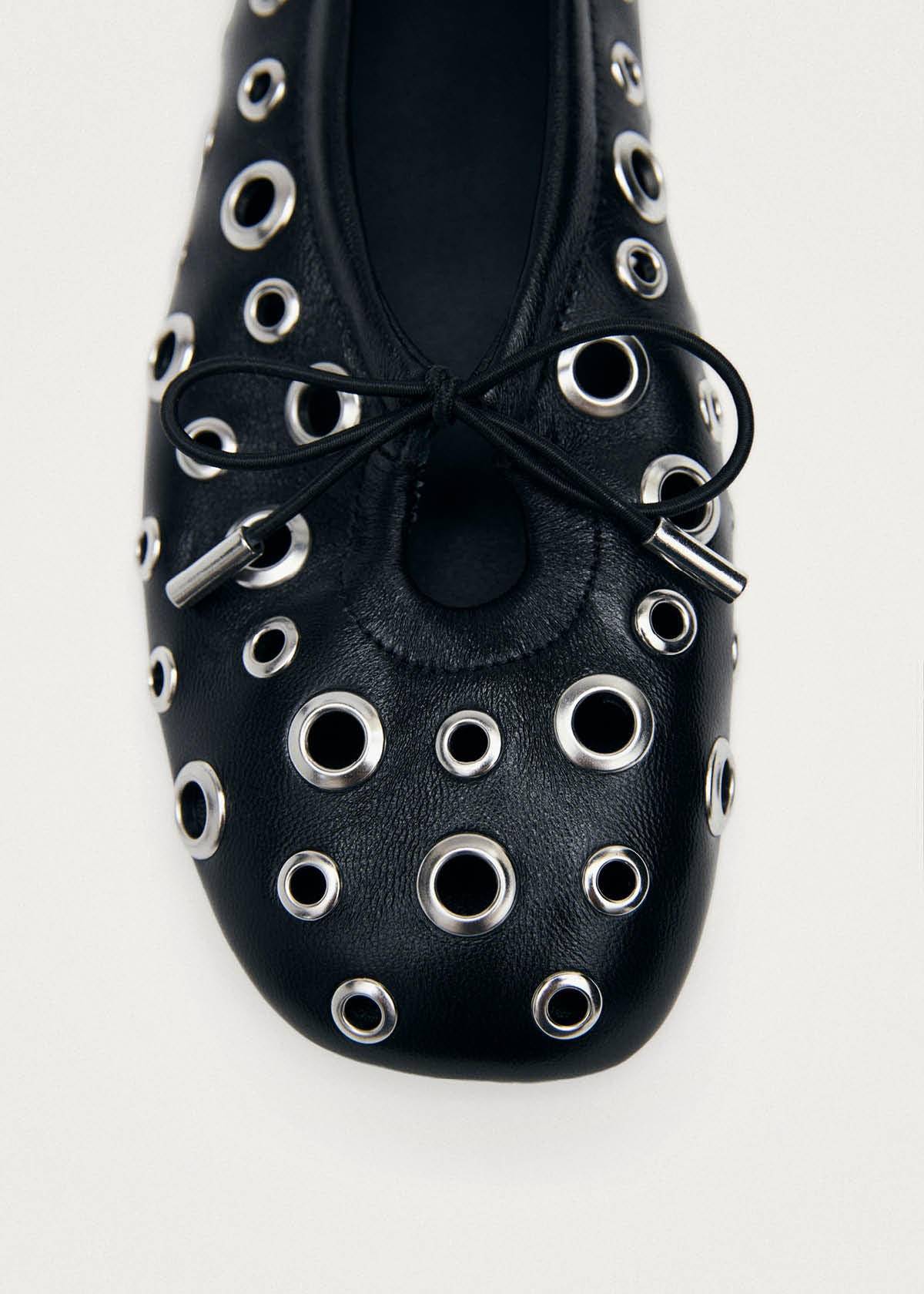 Rosalind All Eyelets Black Leather Ballet Flats