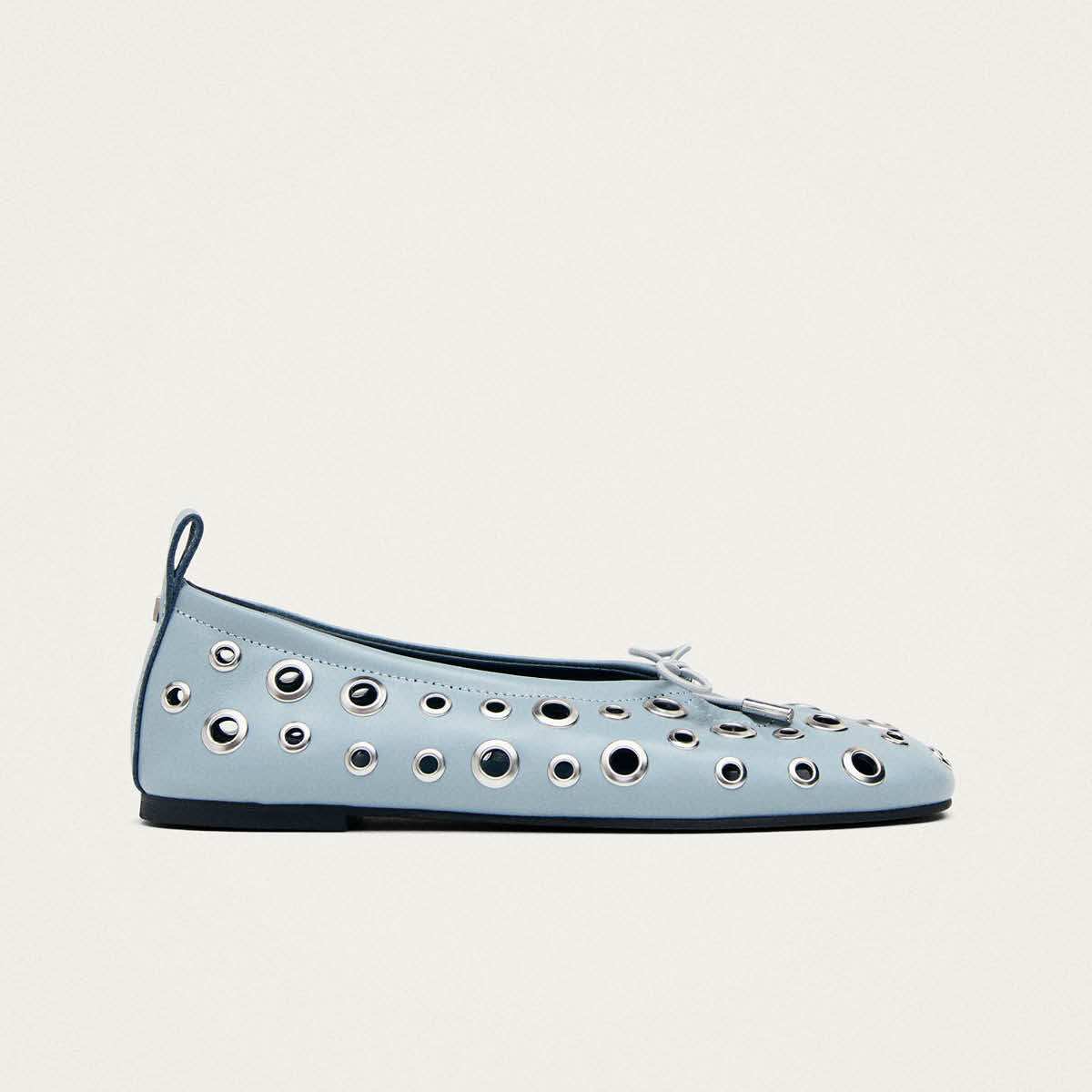 Rosalind All Eyelets Blue Leather Ballet Flats