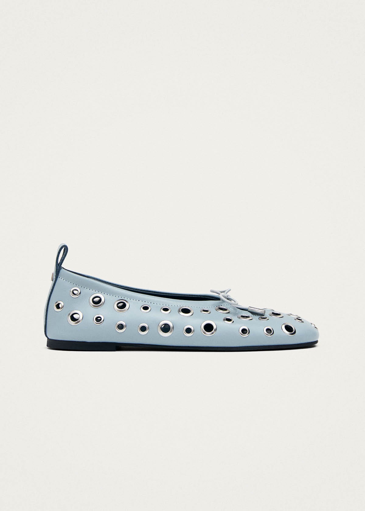 Rosalind All Eyelets Blue Leather Ballet Flats