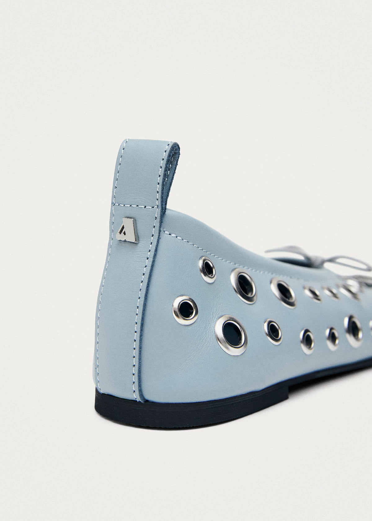 Rosalind All Eyelets Blue Leather Ballet Flats