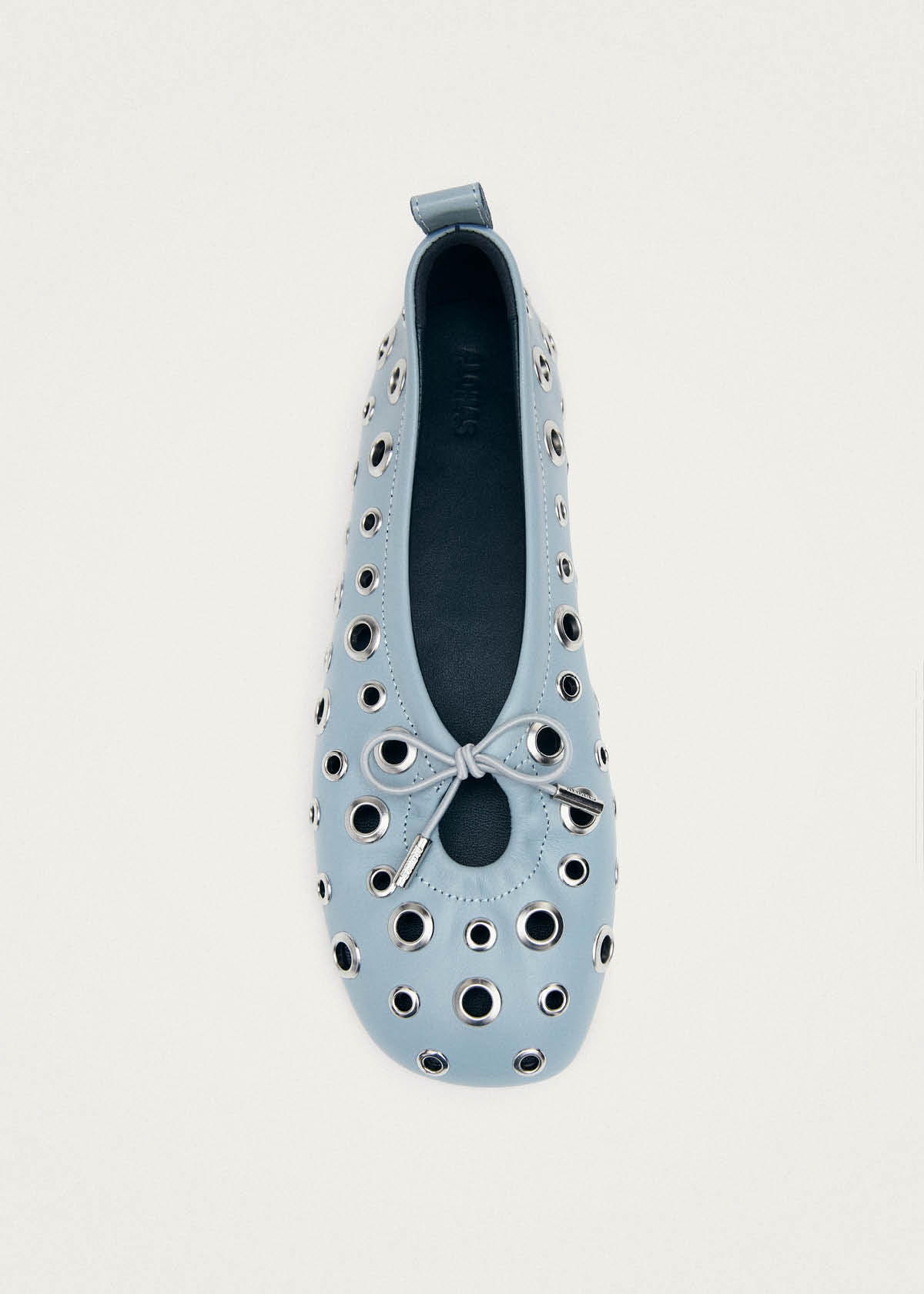 Rosalind All Eyelets Blue Leather Ballet Flats