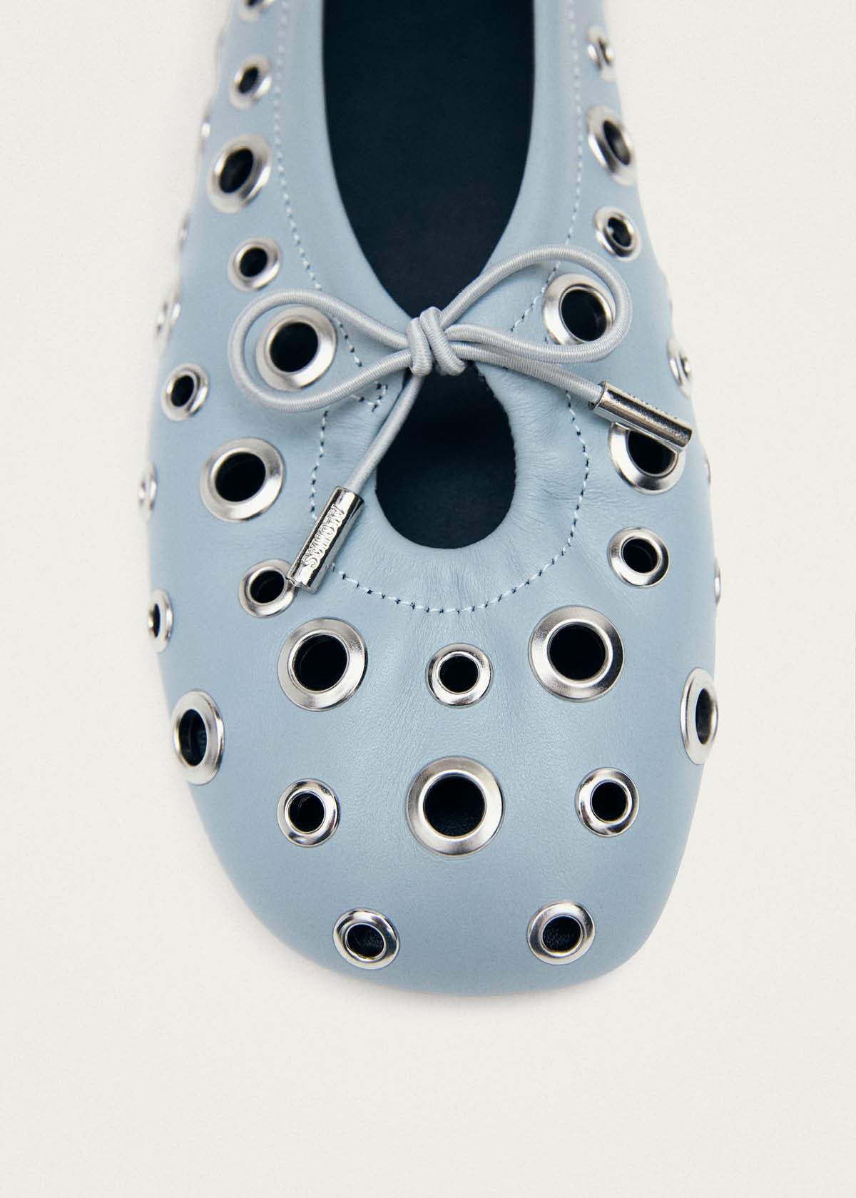 Rosalind All Eyelets Blue Leather Ballet Flats