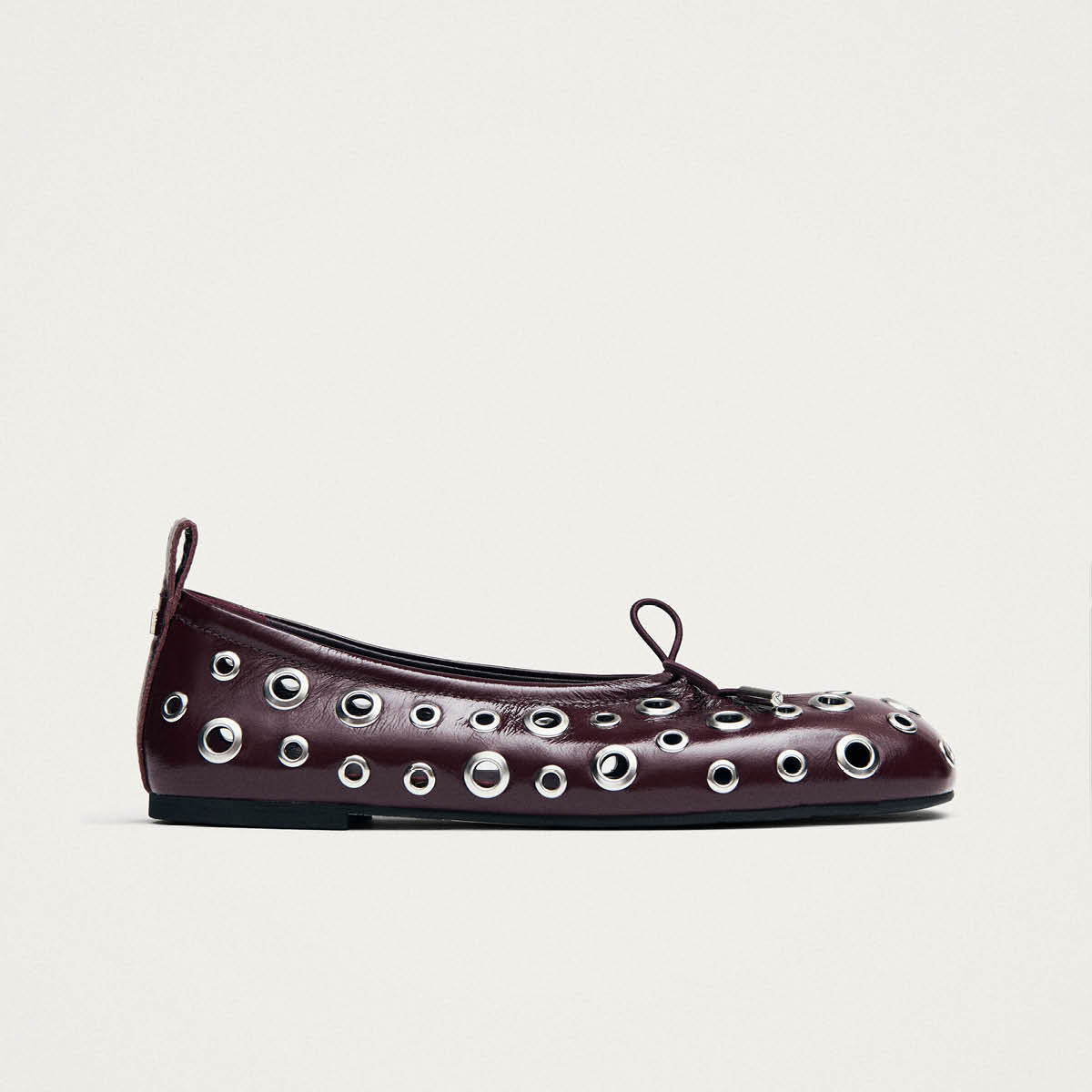 Rosalind All Eyelets Patent Burgundy Leather Ballet Flats
