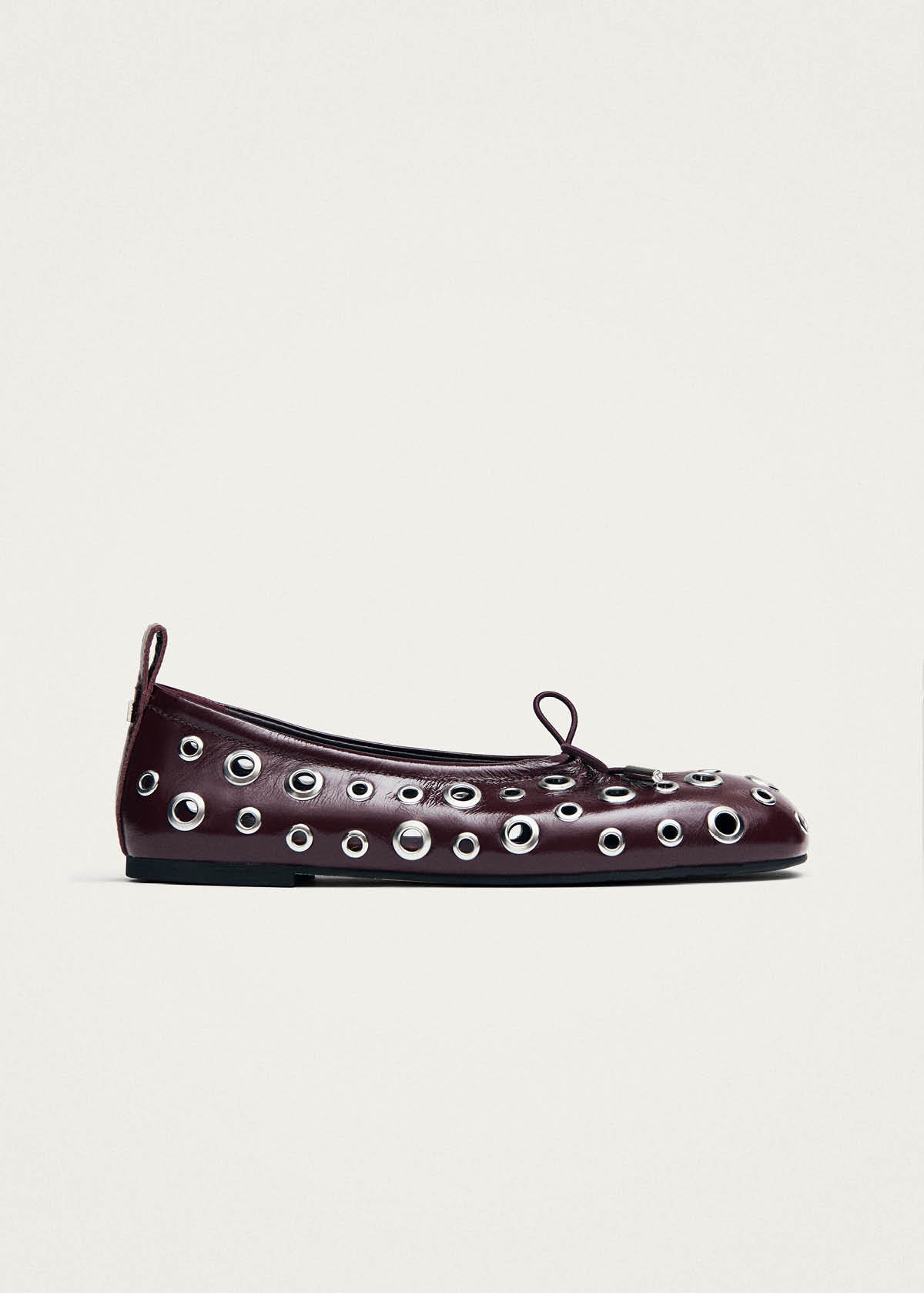 Rosalind All Eyelets Patent Burgundy Leather Ballet Flats
