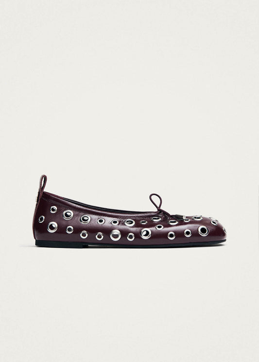 Rosalind Ballerines en Cuir Verni Bourgogne avec Tous Les Œillets-image