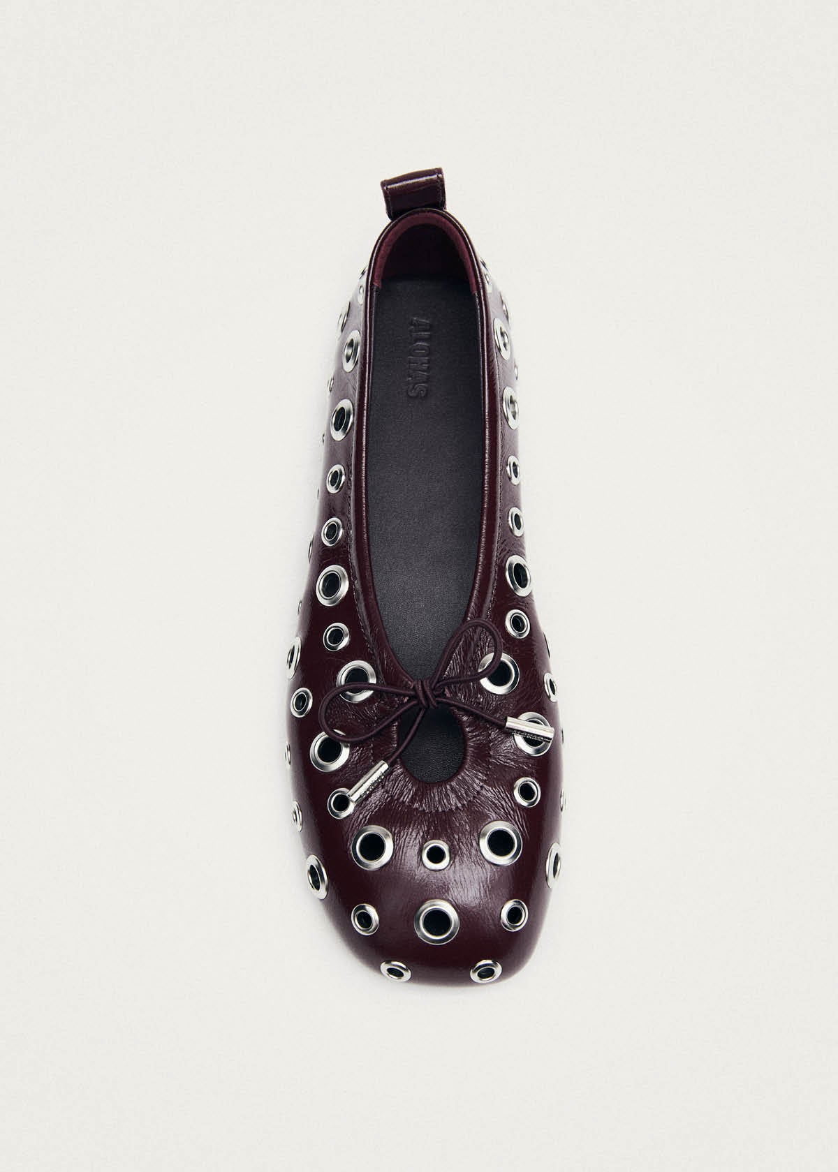 Rosalind All Eyelets Patent Burgundy Leather Ballet Flats