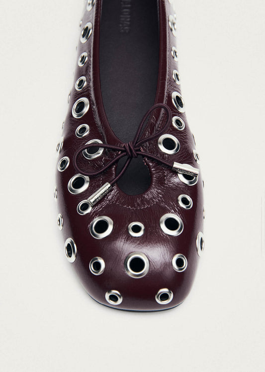 Rosalind Ballerines en Cuir Verni Bourgogne avec Tous Les Œillets-image