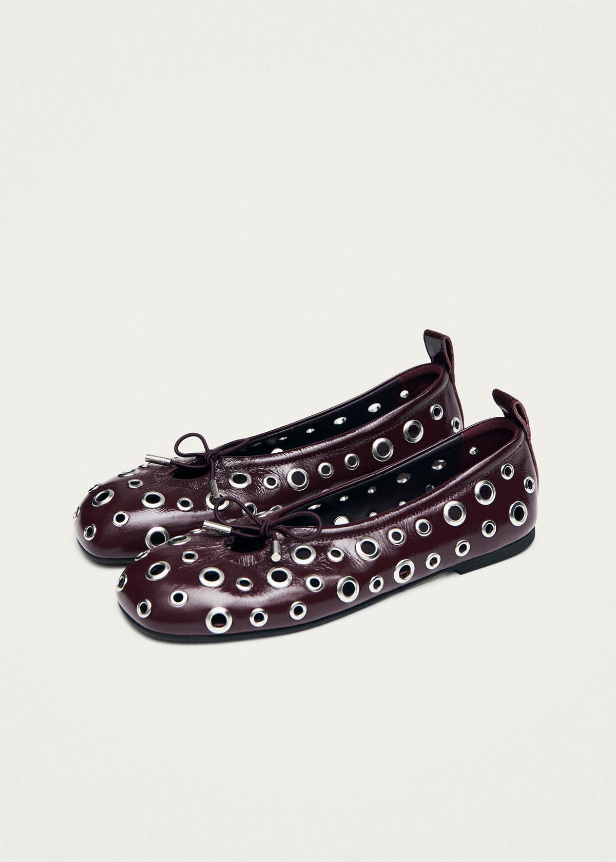 Rosalind All Eyelets Patent Burgundy Leather Ballet Flats