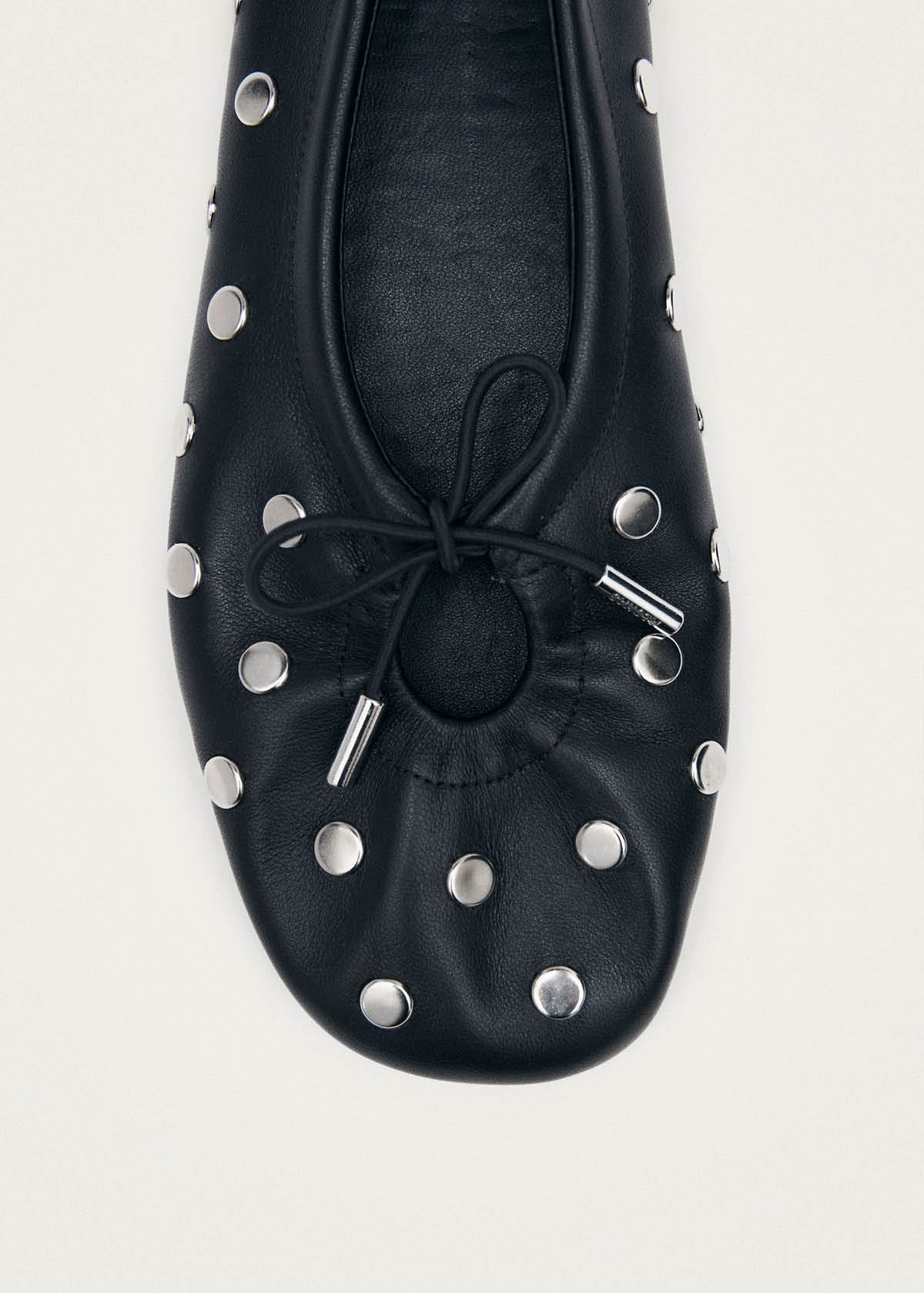 Rosalind All Studs Black Leather Ballet Flats | ALOHAS