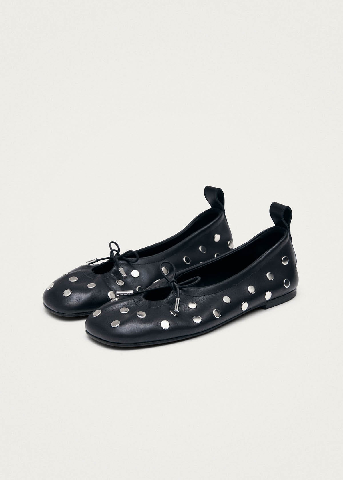Rosalind All Studs Black Leather Ballet Flats | ALOHAS