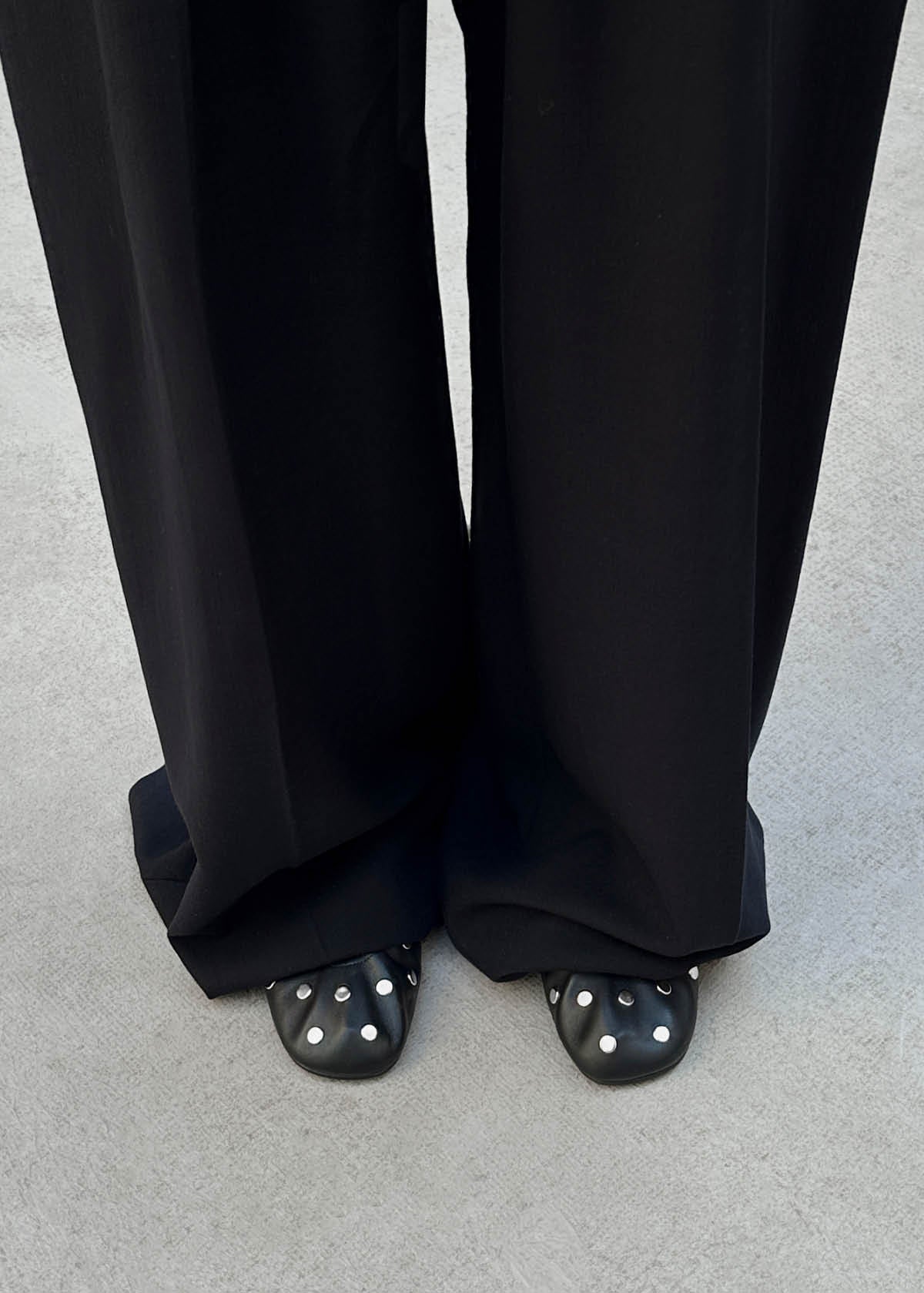 Rosalind All Studs Black Leather Ballet Flats | ALOHAS