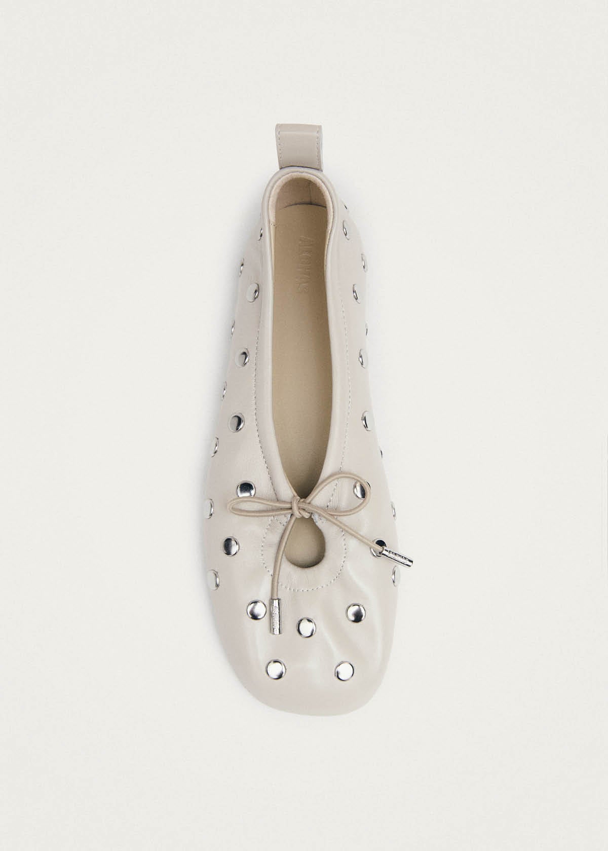 Rosalind All Studs Cream Leather Ballet Flats
