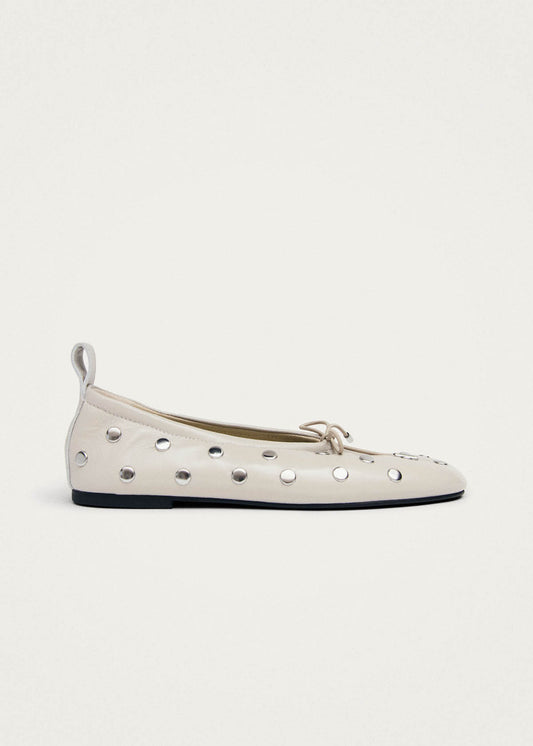 Rosalind All Studs Cream Leather Ballet Flats-image