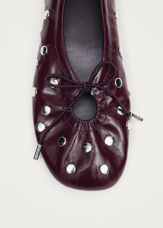 Rosalind All Studs Patent Burgundy Leather Ballet Flats-image