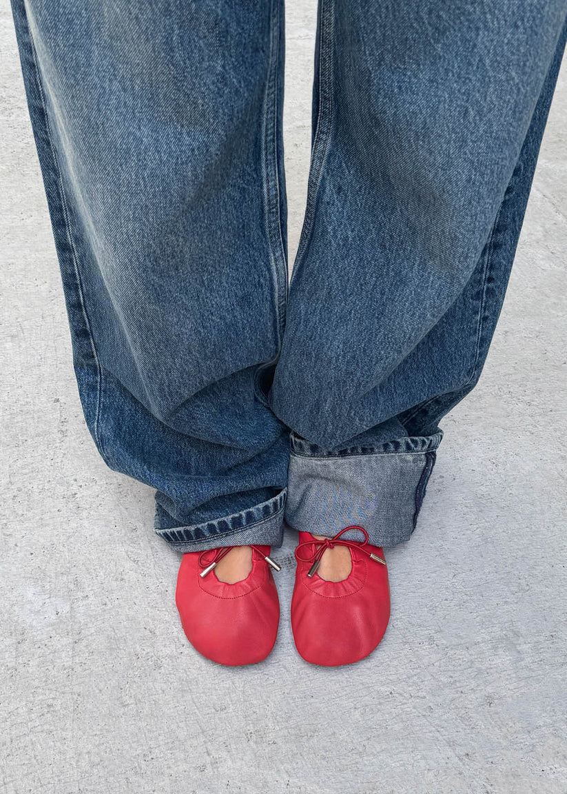 Picture of Rosalind Barefoot Red Leather Ballet Flats - Women's
