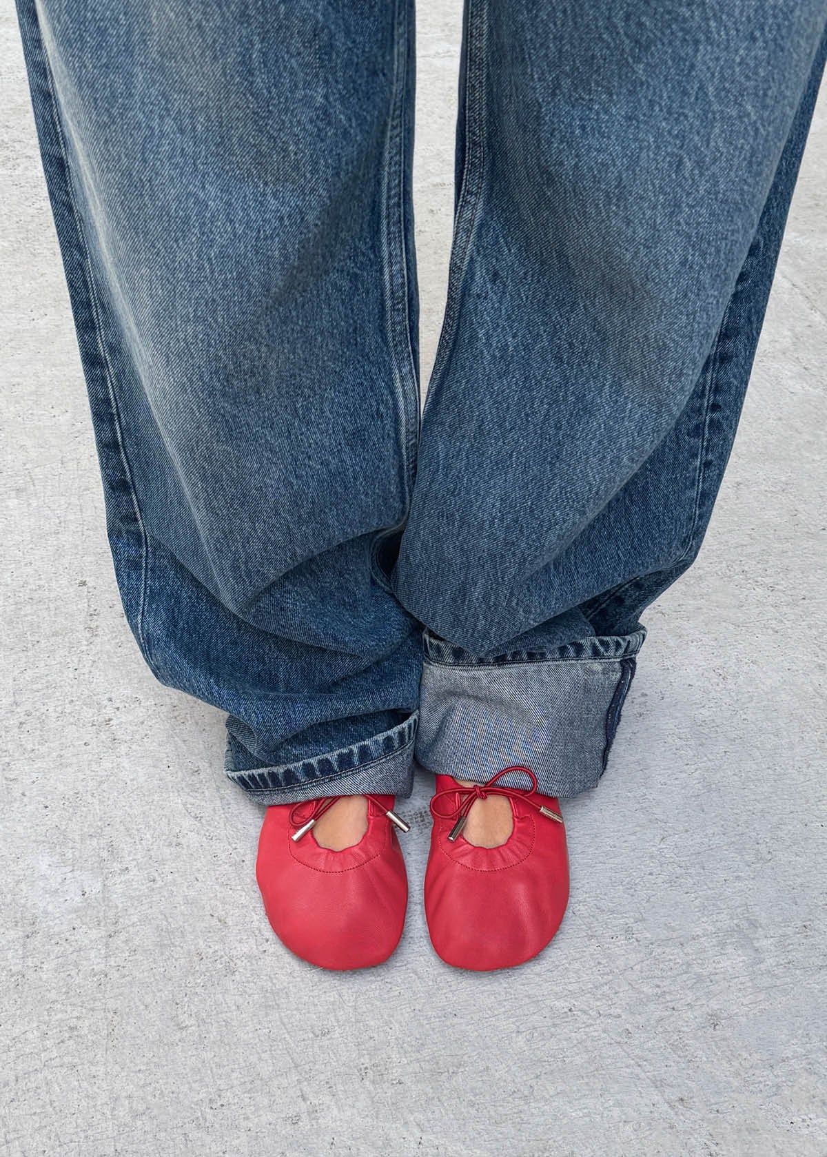 Rosalind Barefoot Ballerine in Pelle Rossa