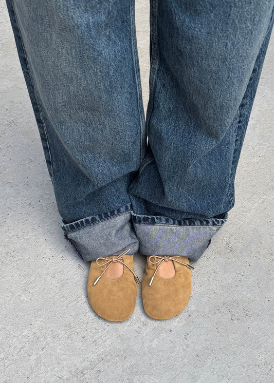 Rosalind Barefoot Suede Sand Leather Ballet Flats-image