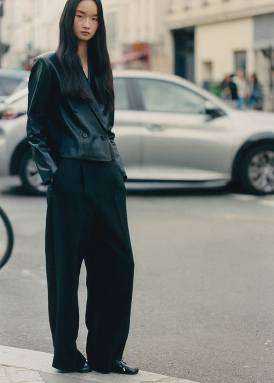 Rosalind Black Leather Ballet Flats-image