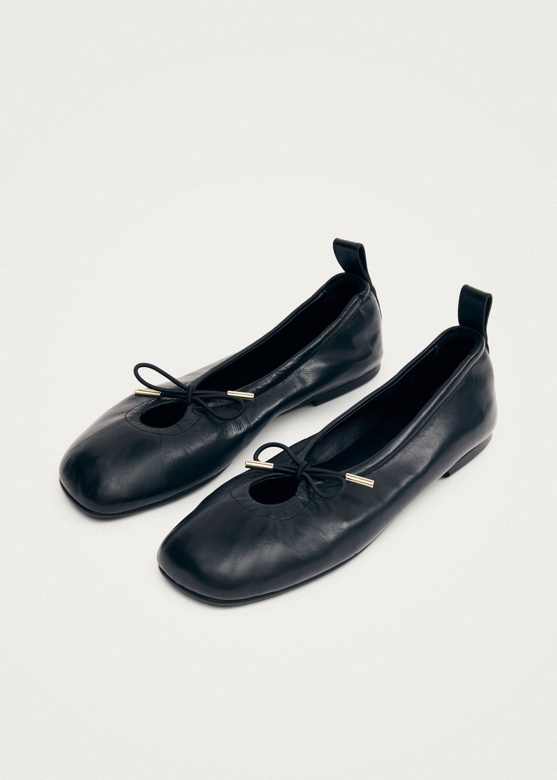 Rosalind Black Leather Ballet Flats