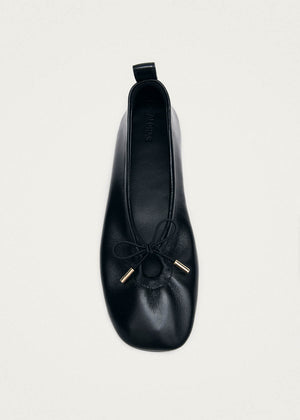 Rosalind Black Leather Ballet Flats