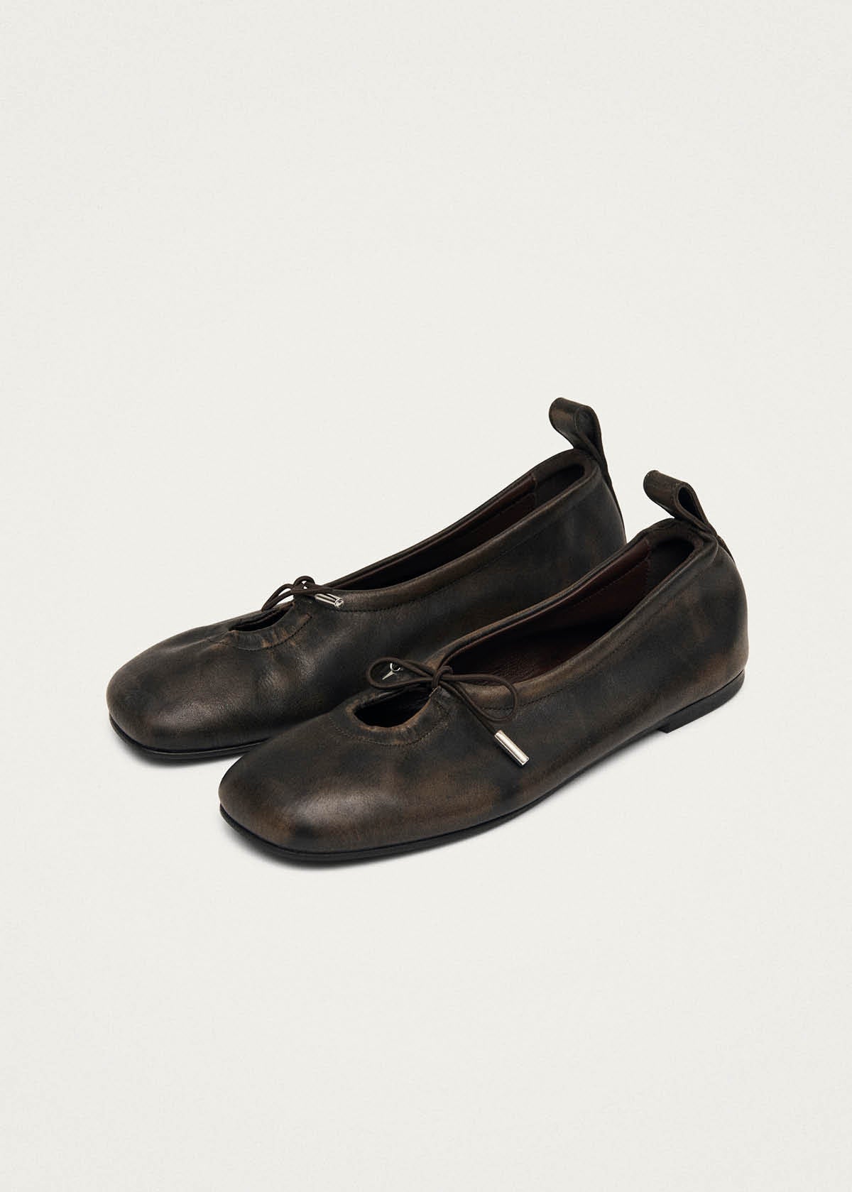 Rosalind Ballerines en cuir marron effet vintage