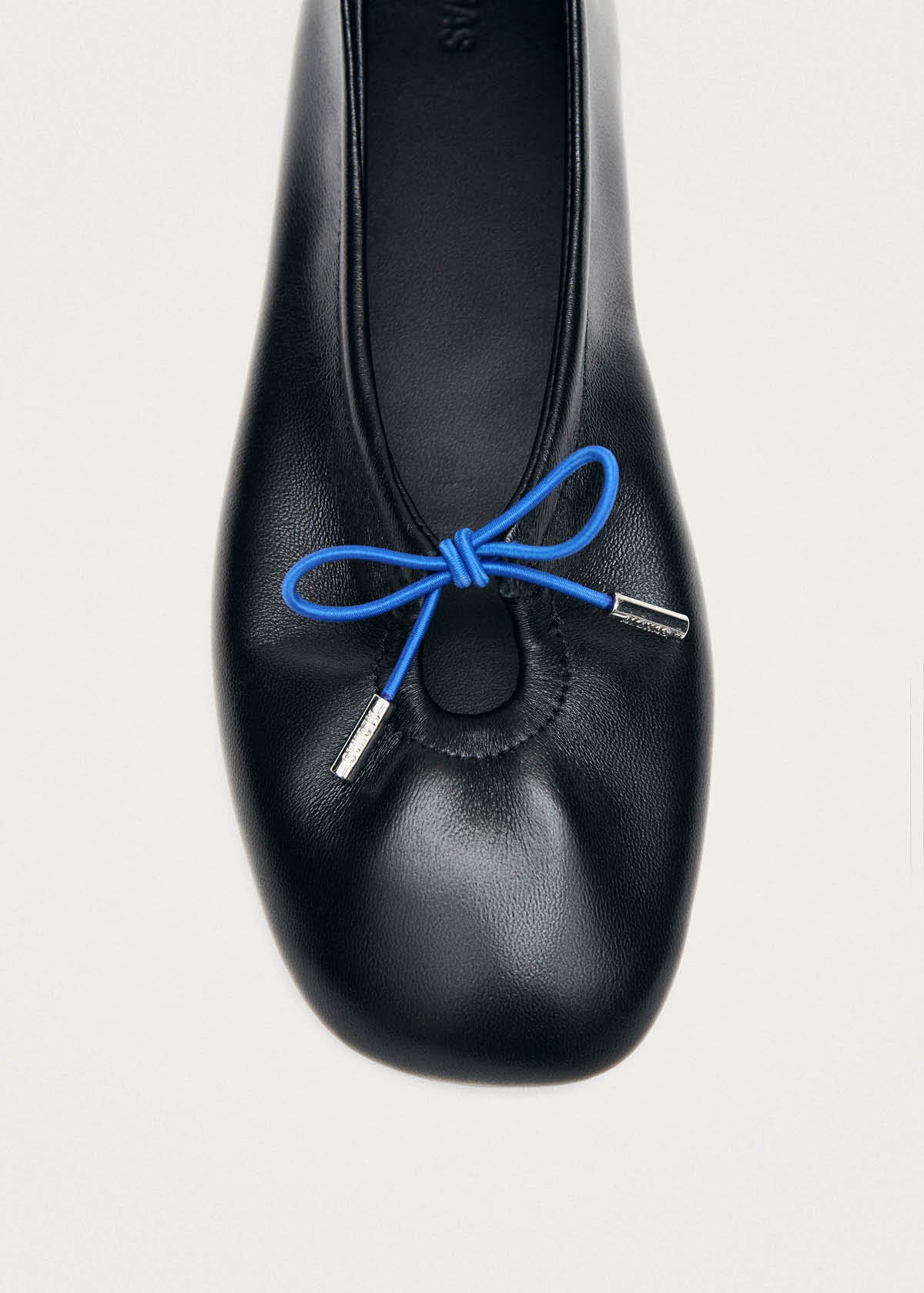 Rosalind Kontrast Schwarze Leder Ballerinas