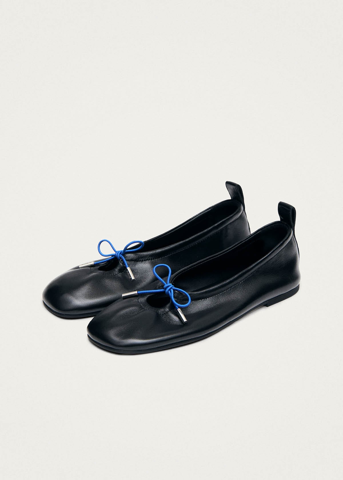 Rosalind Kontrast Schwarze Leder Ballerinas