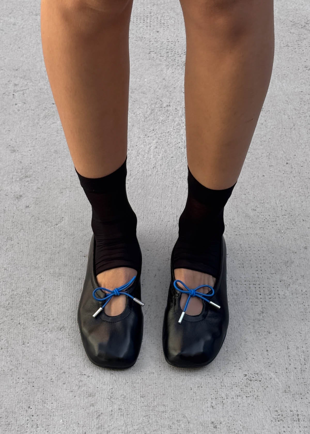 Rosalind Kontrast Schwarze Leder Ballerinas
