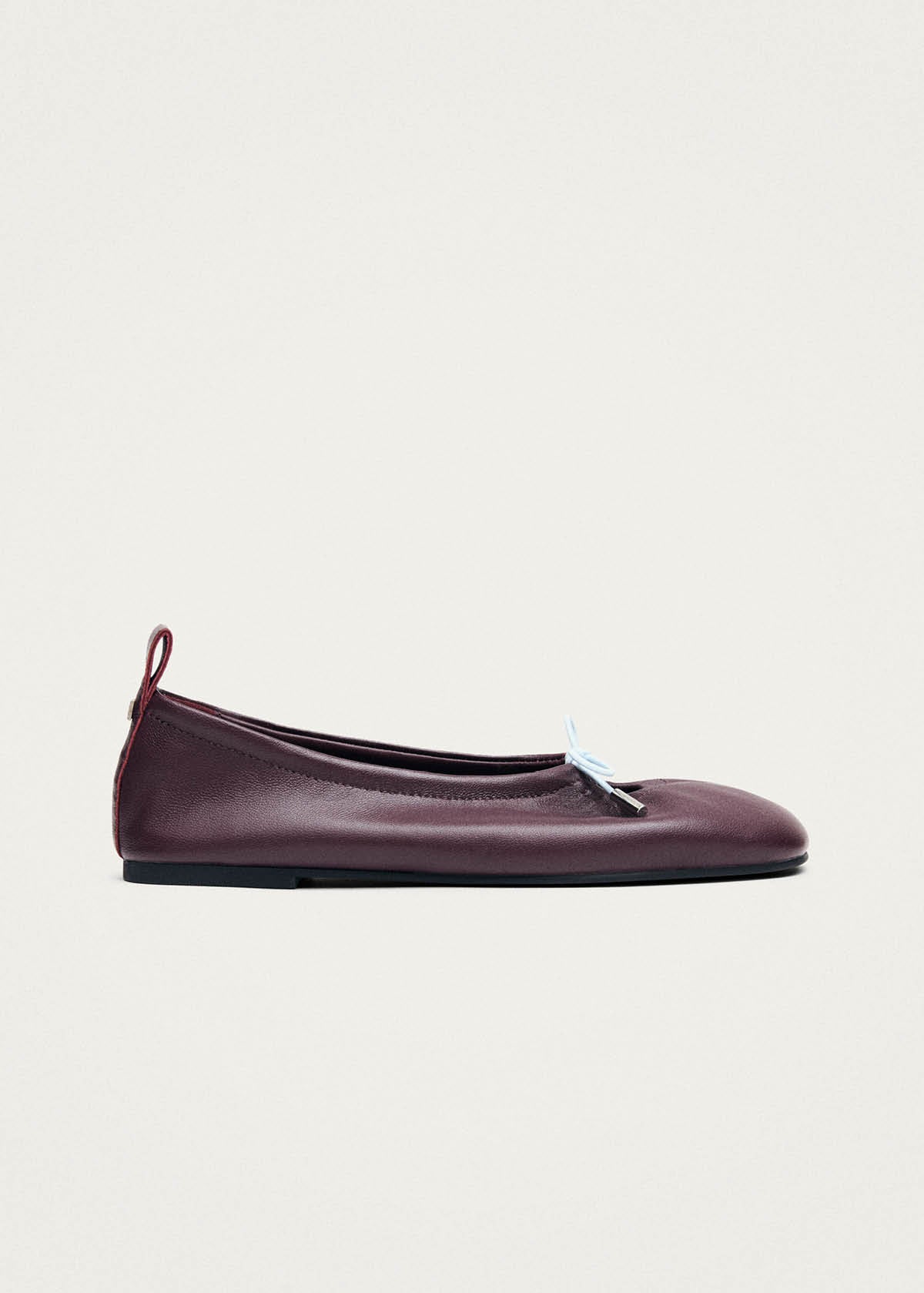 Rosalind Kontrast Burgunderrote Leder Ballerinas