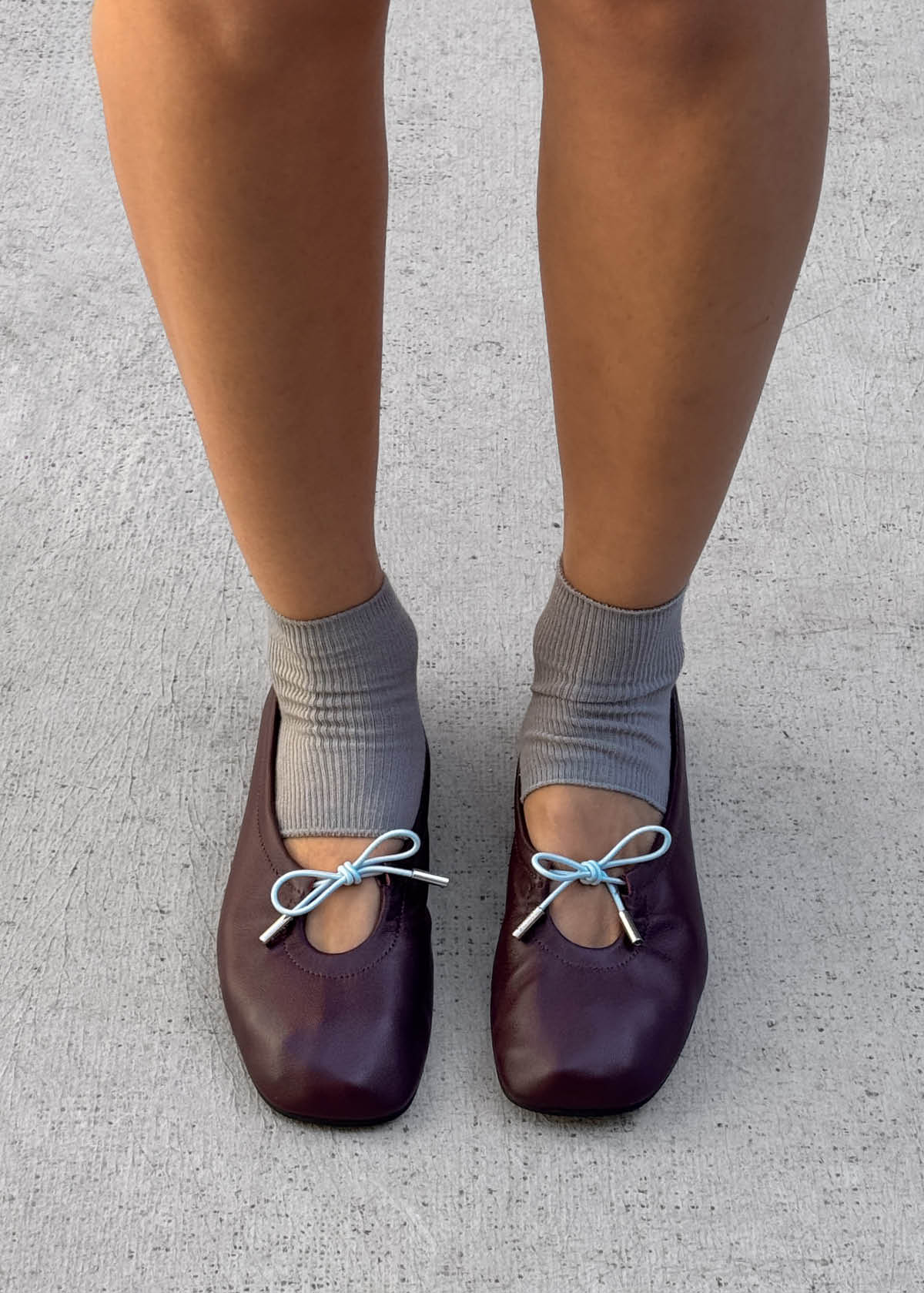 Rosalind Kontrast Burgunderrote Leder Ballerinas