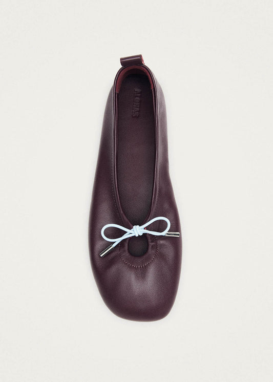 Rosalind Kontrast Burgunderrote Leder Ballerinas